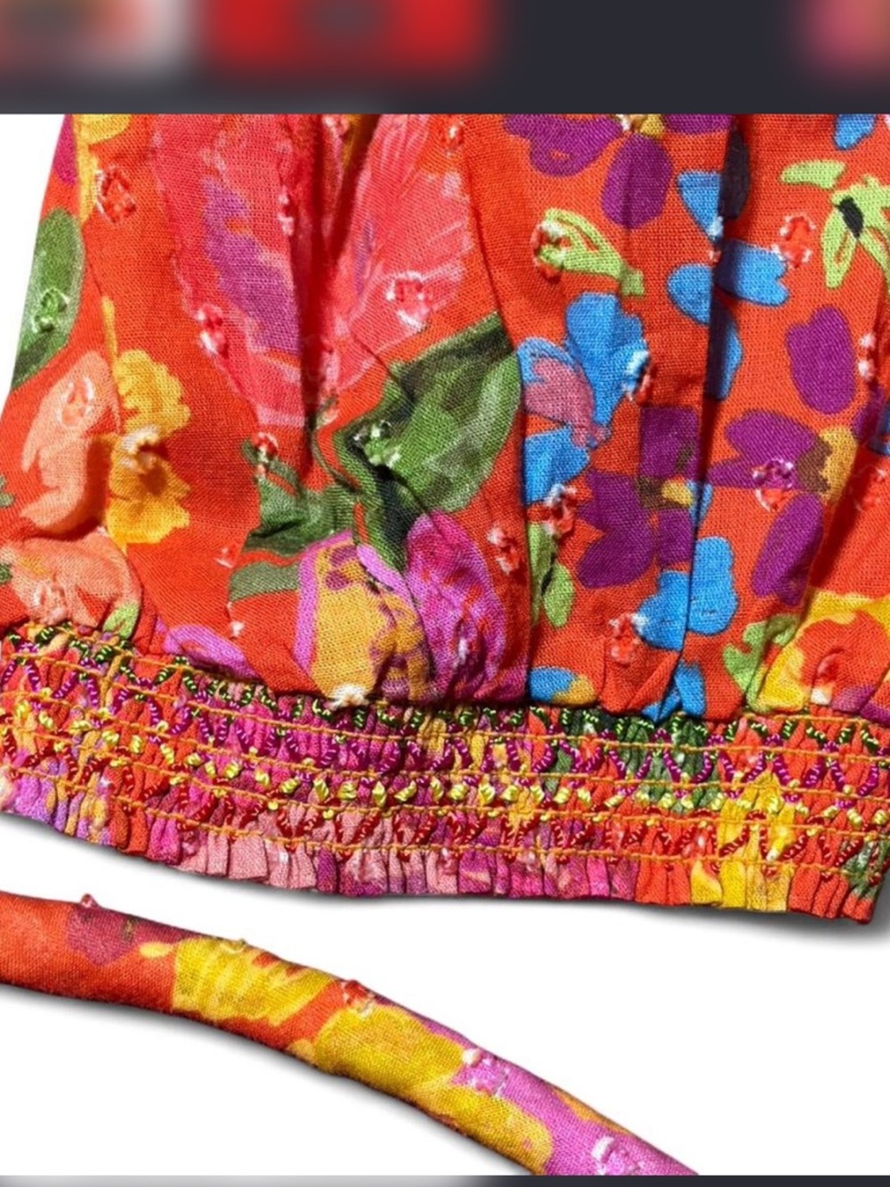 Farm Rio Spring Banana Wrap Maxi Dress Red Floral Tropical Boho Small - Picture 4 of 6